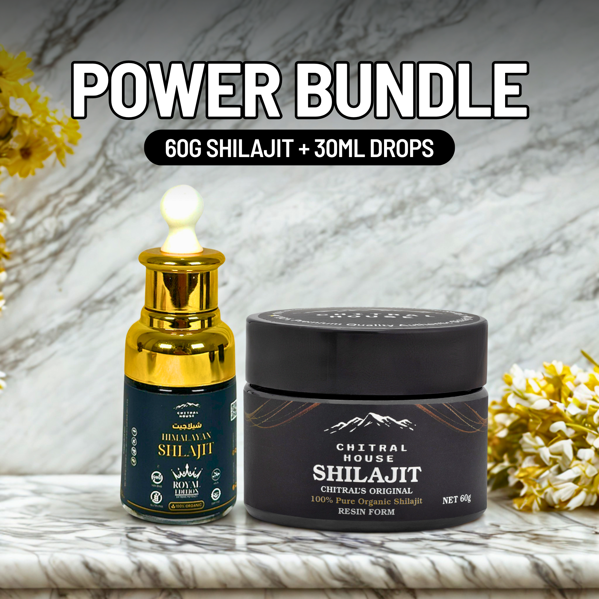 Shilajit Power Bundle – 60g Shilajit + 30ml Drops